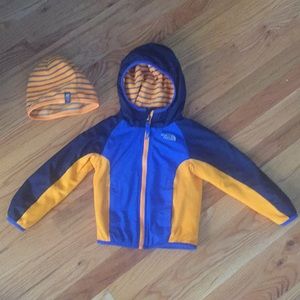 North face reversible jacket with matching hat